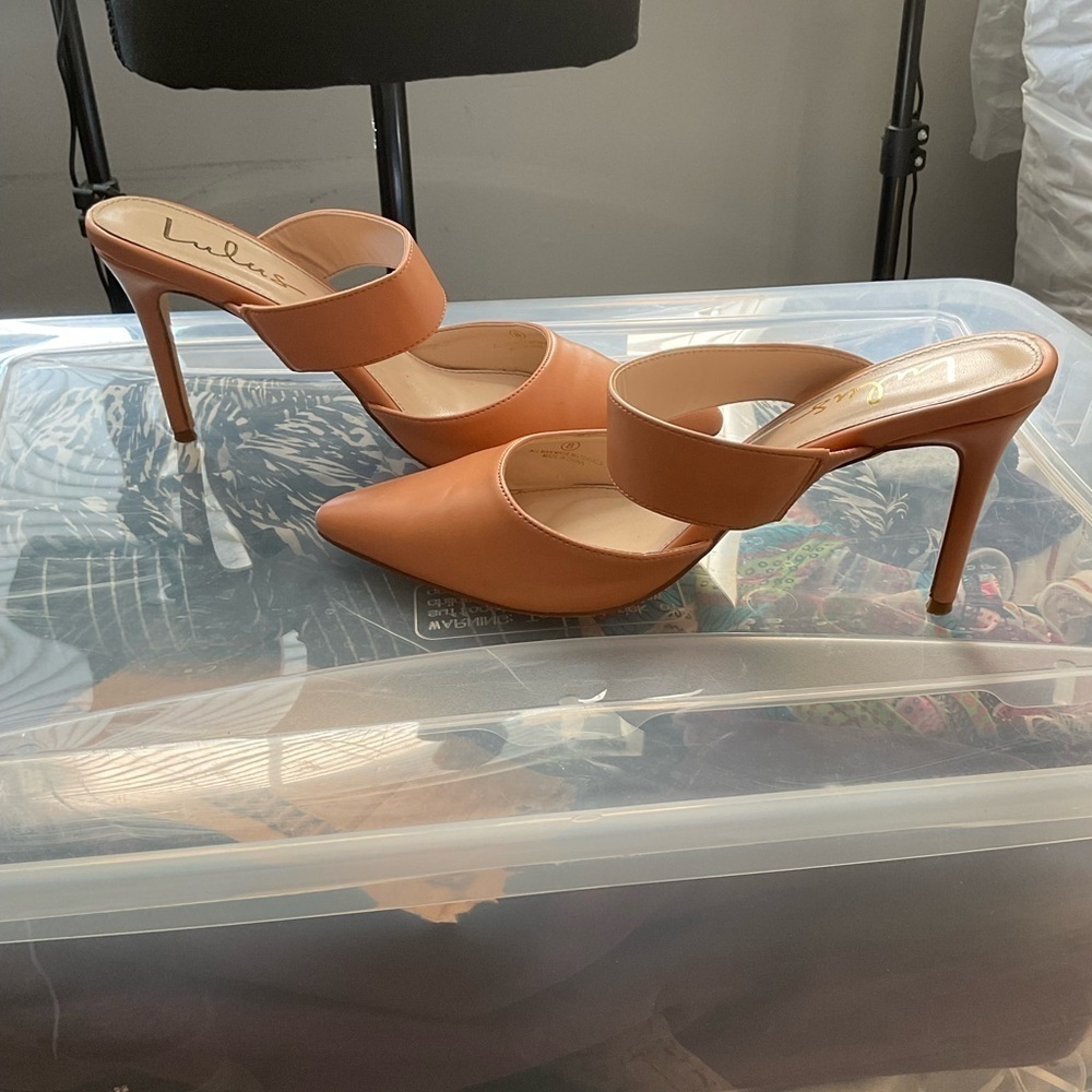 Lulu's Tan Stiletto Heels Elegant Slip-On Design